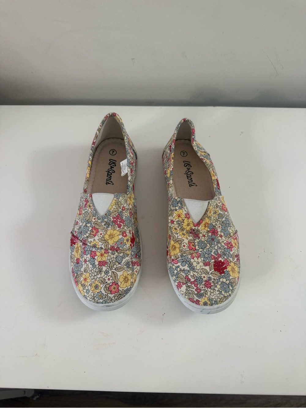 Floral Slip-On Sneakers in Yellow & Red - Women